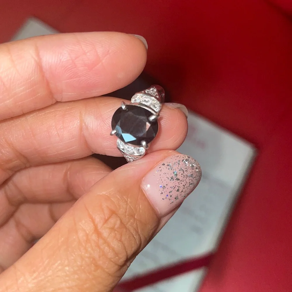 4.36 carat royal blue sapphire platinum ring - Picture 7 of 16